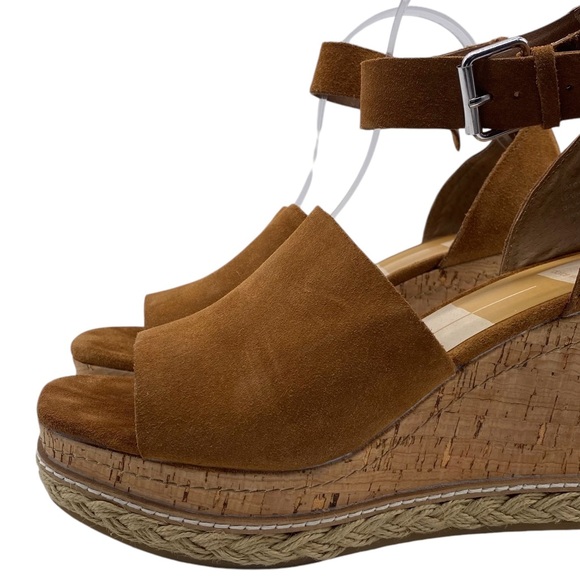 Dolce Vita Womens Shoes Otto Wedge Sandals 10 Brown Suede Leather Platform Chic - Picture 3 of 15